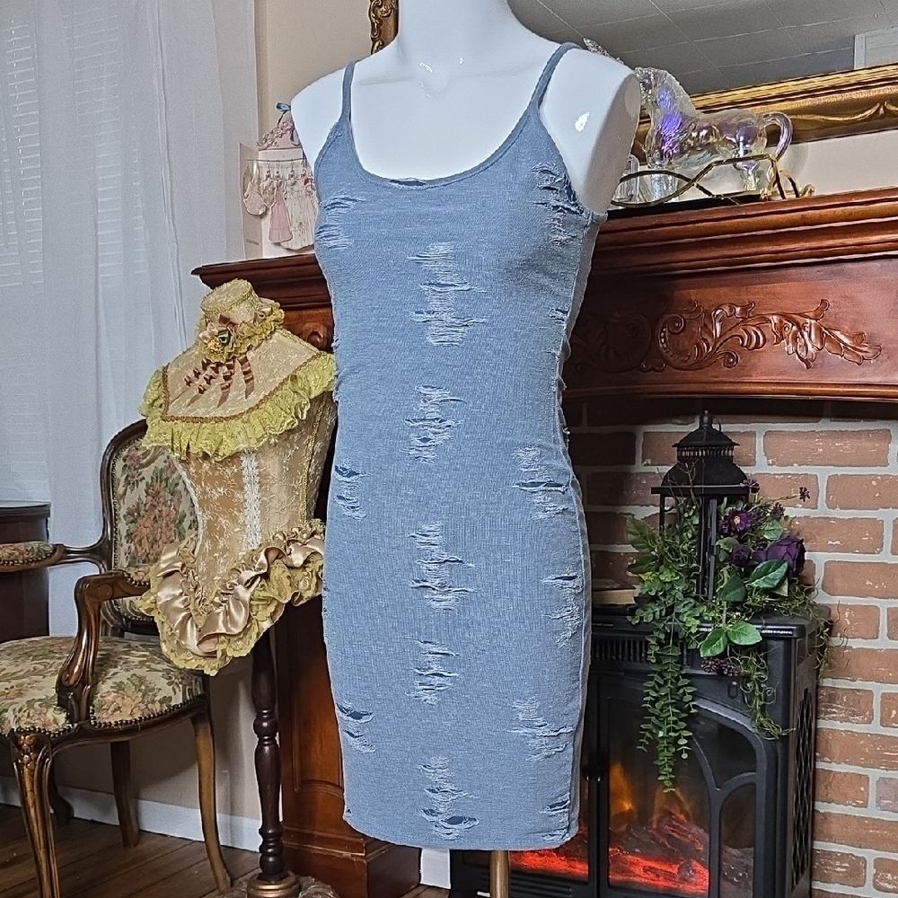 NWT Distressed Mini Dress from Love Culture SM Blue
